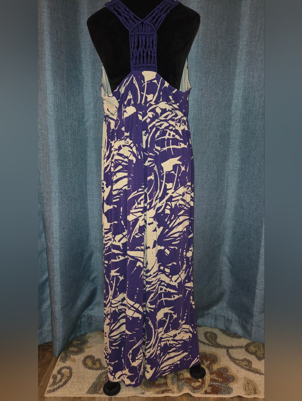Liz Lange Maturnity Purple and Cream Braided-Back Maxi Dress